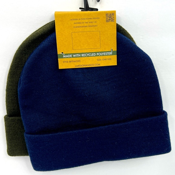 LARSSON & CO SPIRIT OF SCANDINAVIA, BEANIE SET, OLIVE GREEN & NAVY BLUE,ONE SIZE - Picture 2 of 14